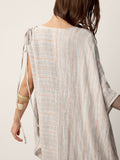 Linen Asymmetric Drawstring Maxi Dress NADIA