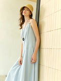 Plus Size V-Neck Water Drop Buckle Dress Summer Temperament