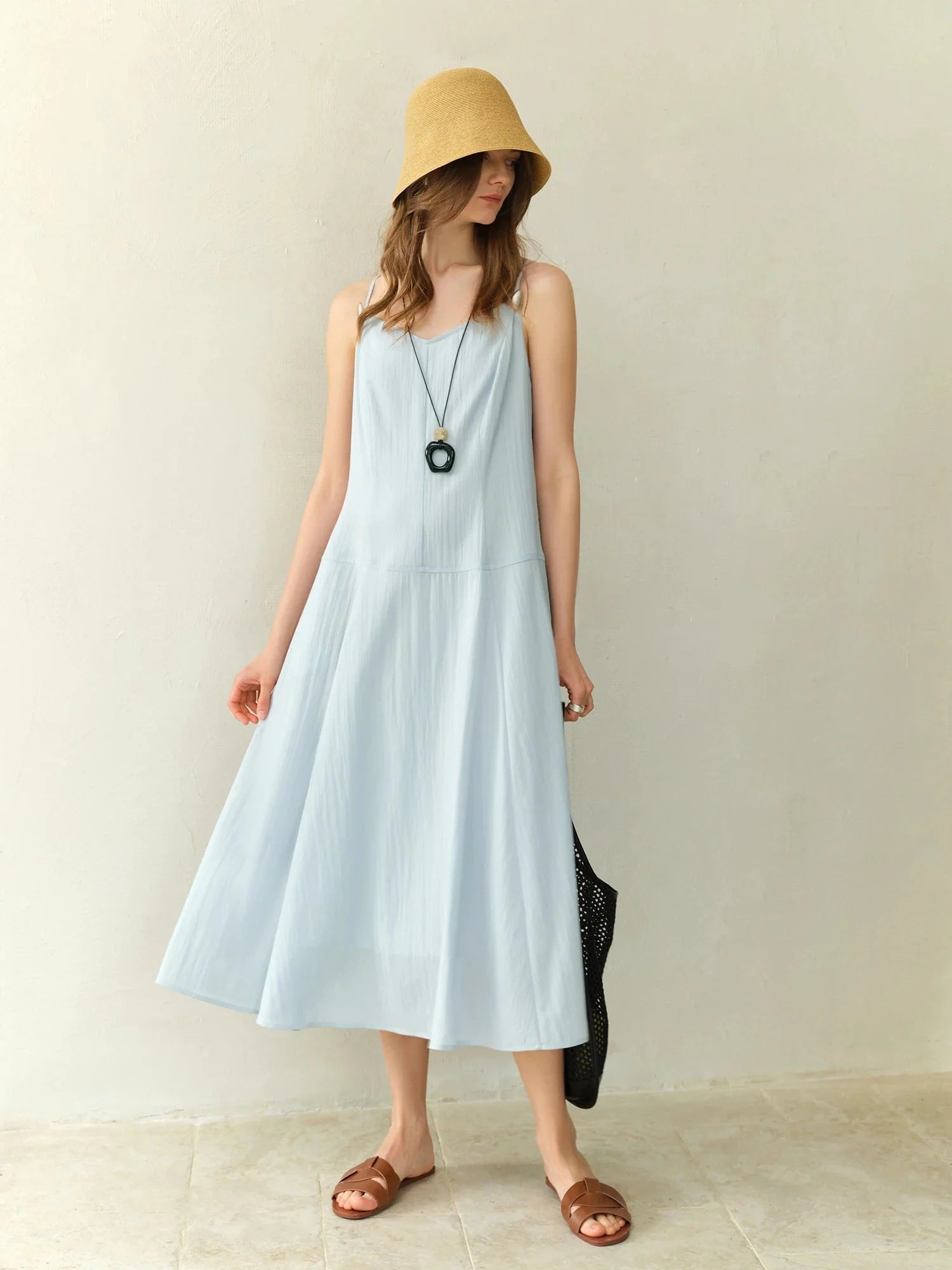 Plus Size V-Neck Water Drop Buckle Dress Summer Temperament
