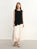 Color Block Fake Two-Piece Dress Chic Summer Design