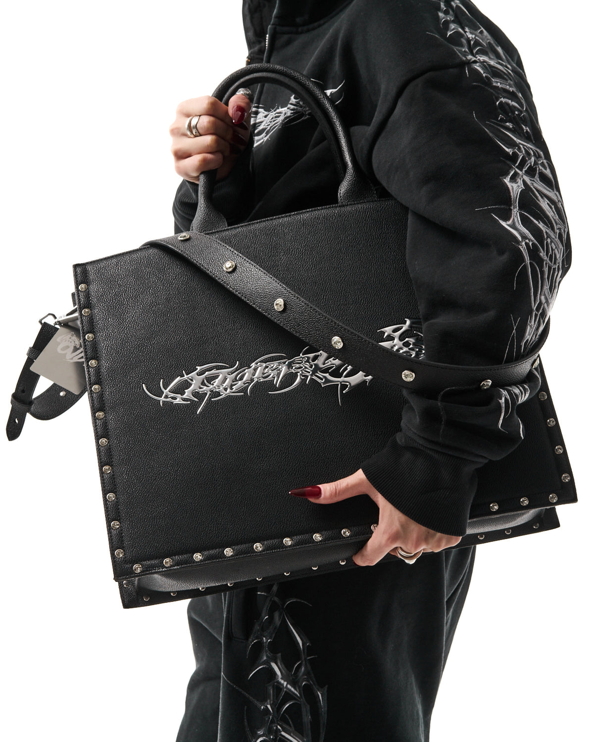 "TRIBAMETAL" LEATHER TOTE