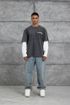 Unisex Layered Graphic T-Shirt – Distressed Boxy Long Sleeve