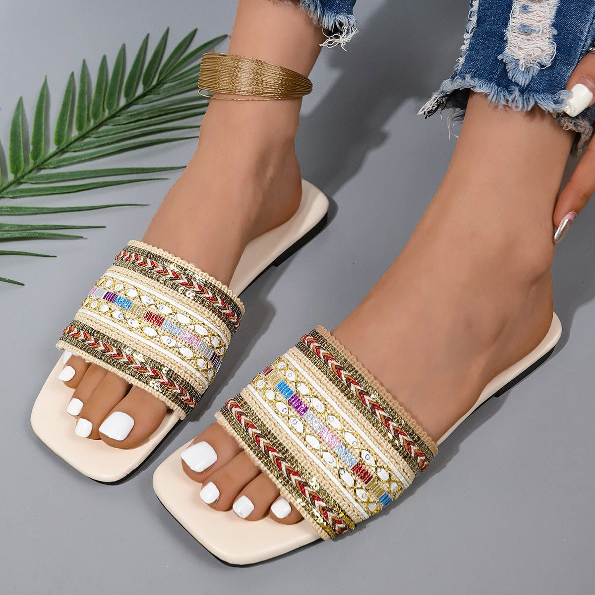 Open Toe Flat Sandals