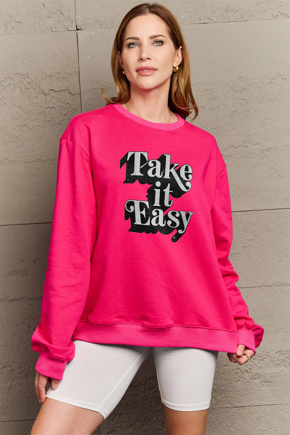 Simply Love Full Size TAKE IT EASY Graphic Sweatshirt