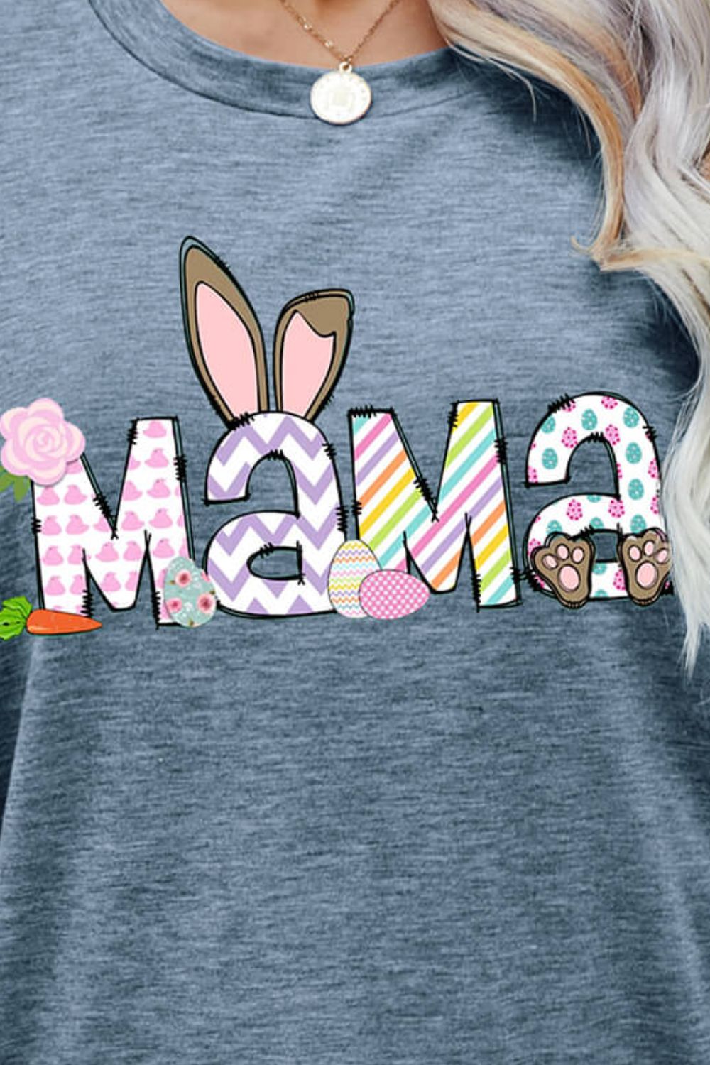 Easter MAMA Graphic Round Neck T-Shirt