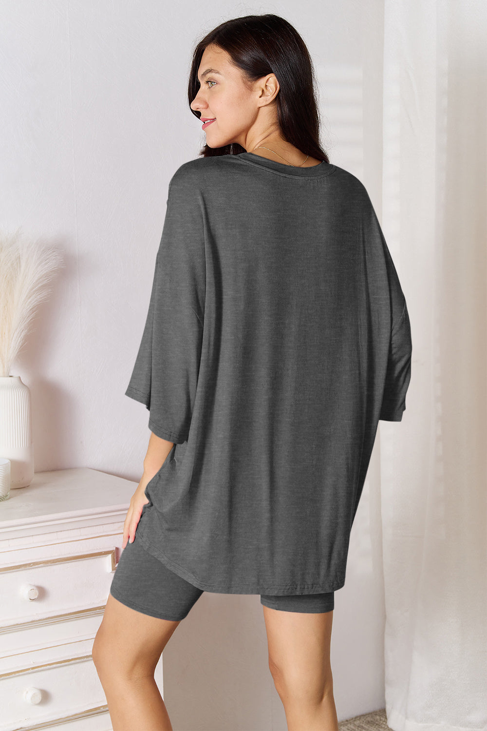 Basic Bae Full Size Soft Rayon Three-Quarter Sleeve Top and Shorts Set