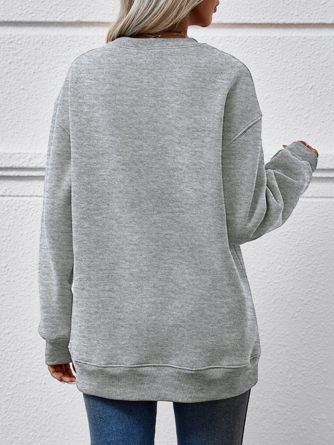 Graphic Round Neck Dropped Shoulder Sweatshirt