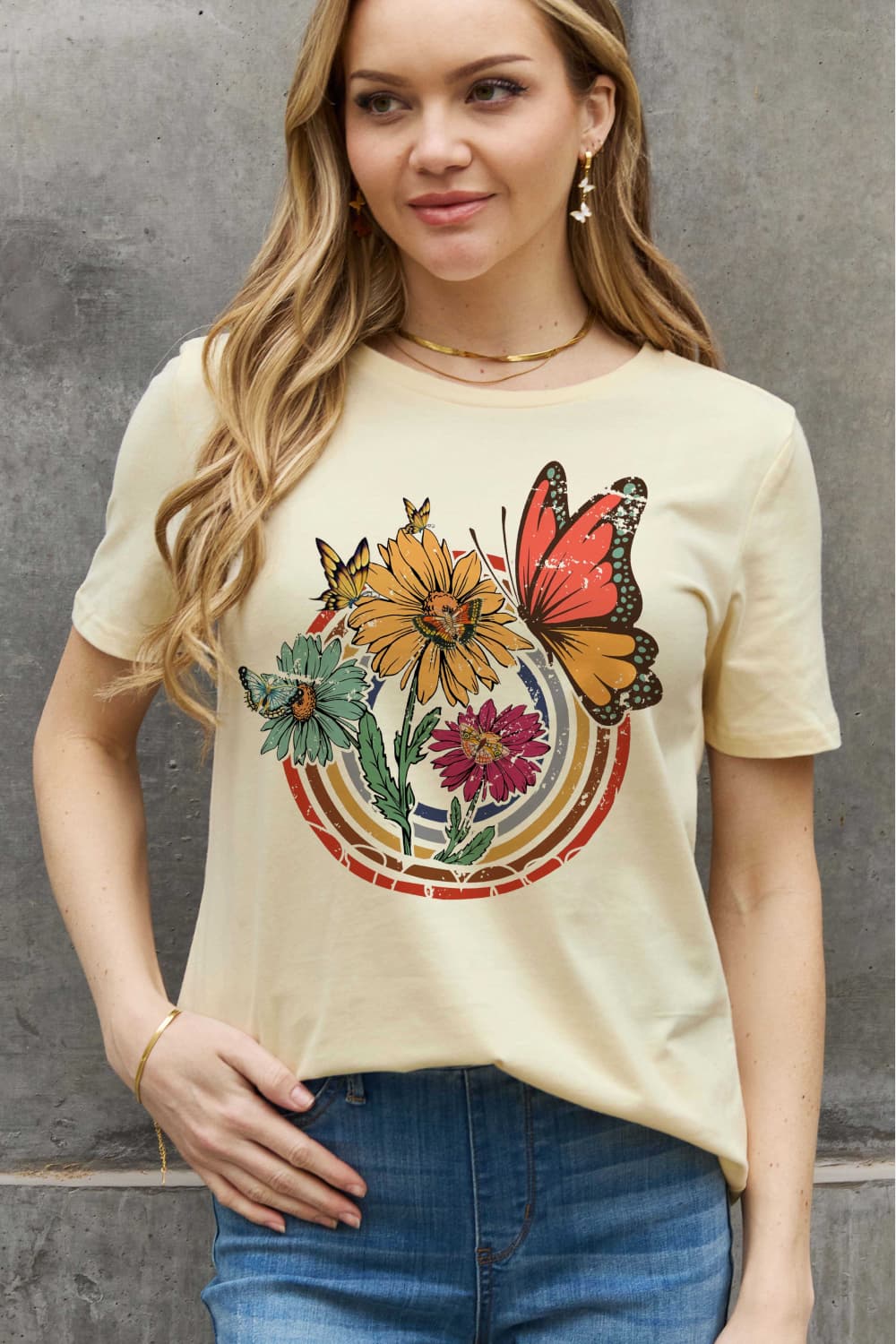 Simply Love Simply Love Full Size Flower & Butterfly Graphic Cotton Tee