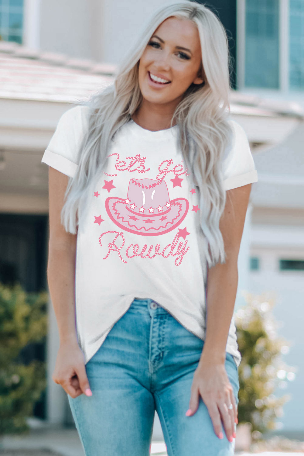 Cowboy Hat Graphic Round Neck Tee