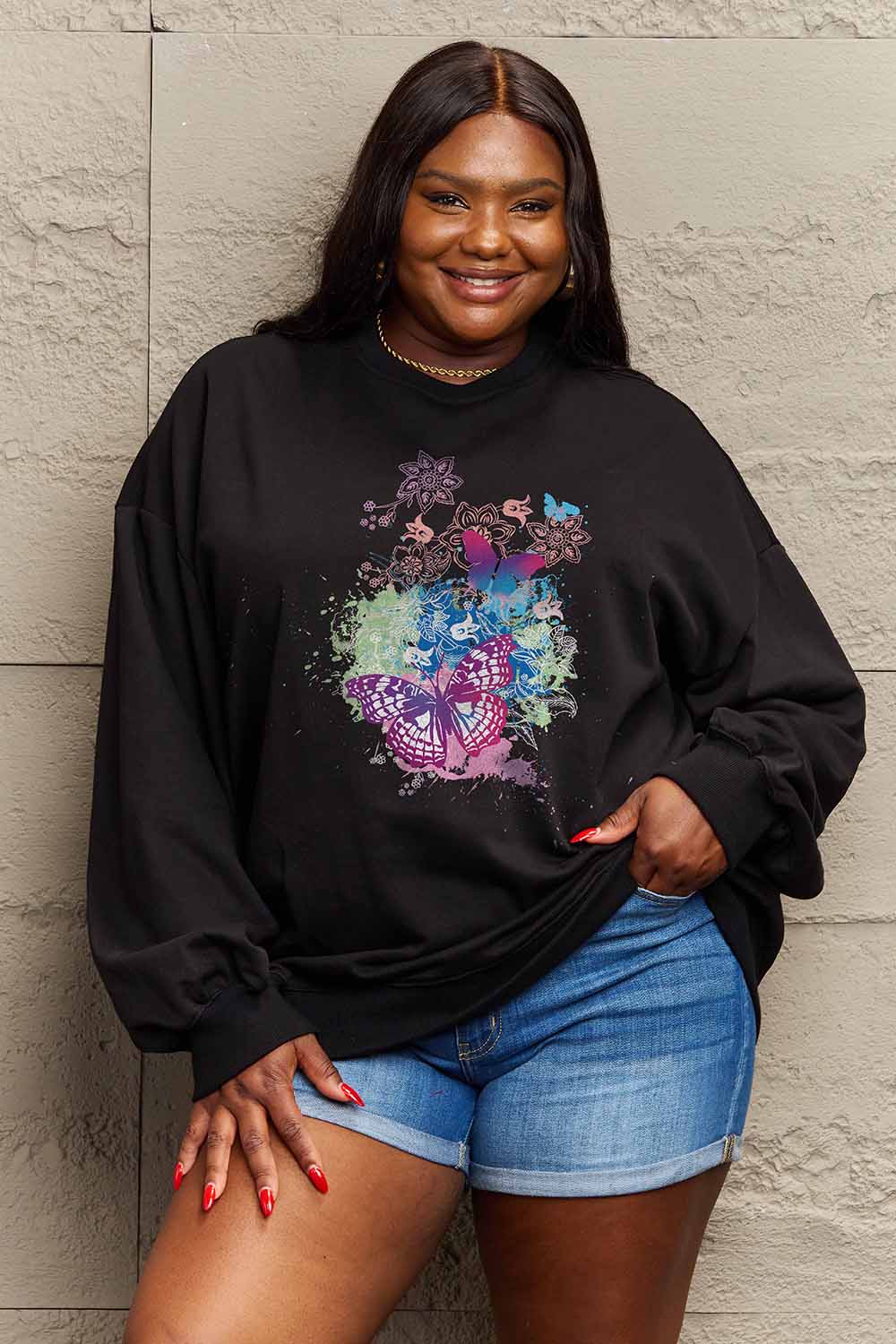 Simply Love Simply Love Full Size Butterfly Graphic Sweatshirt