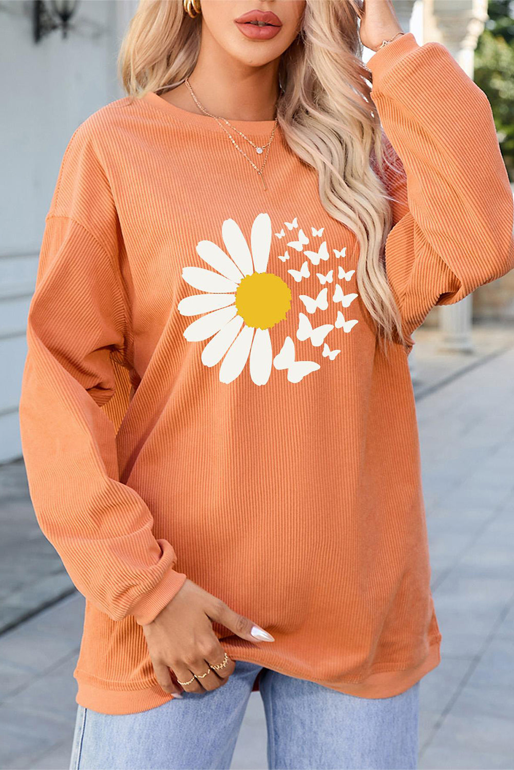 Graphic Round Neck Long Sleeve Sweatshirt