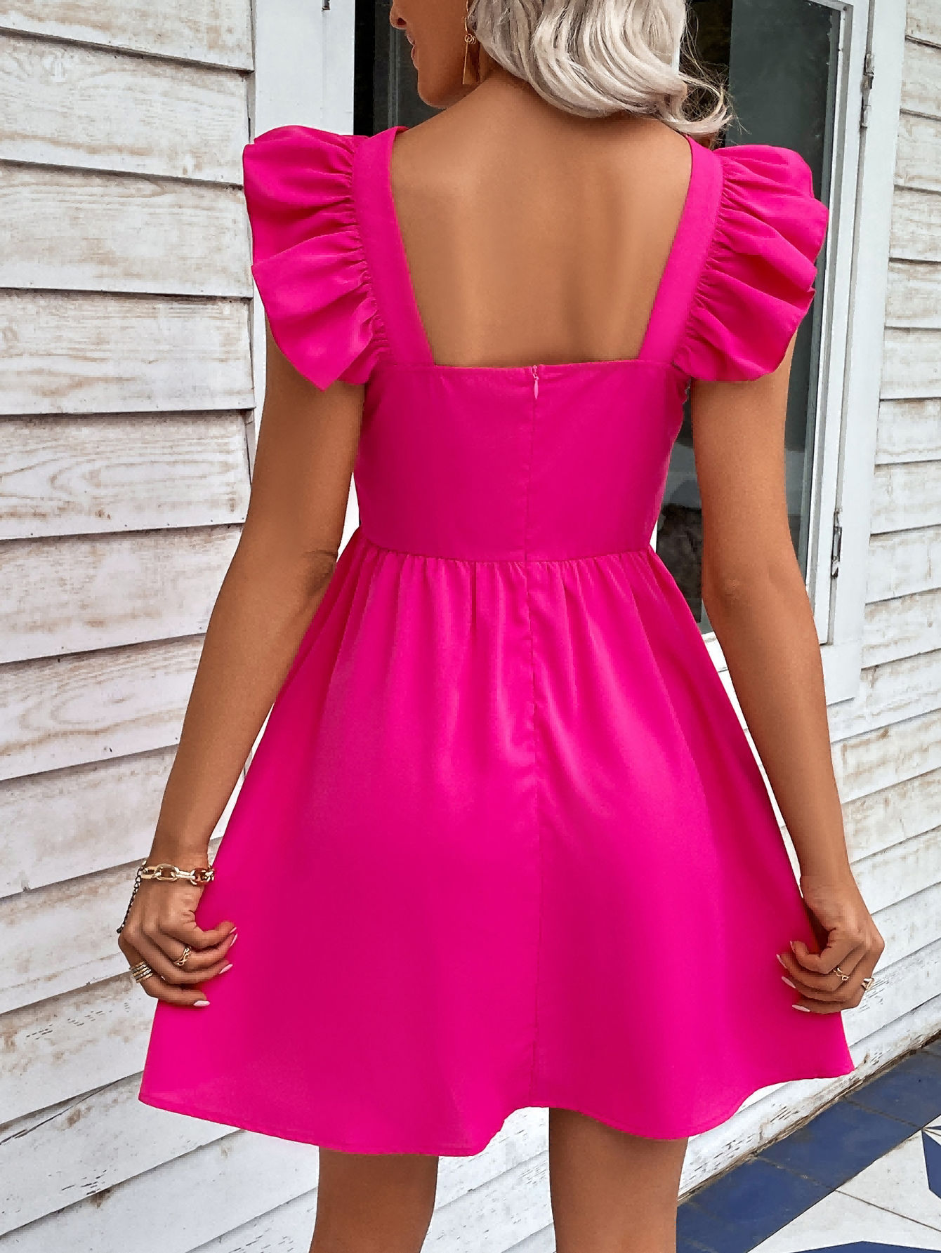 Honey Ruffled Square Neck Dress