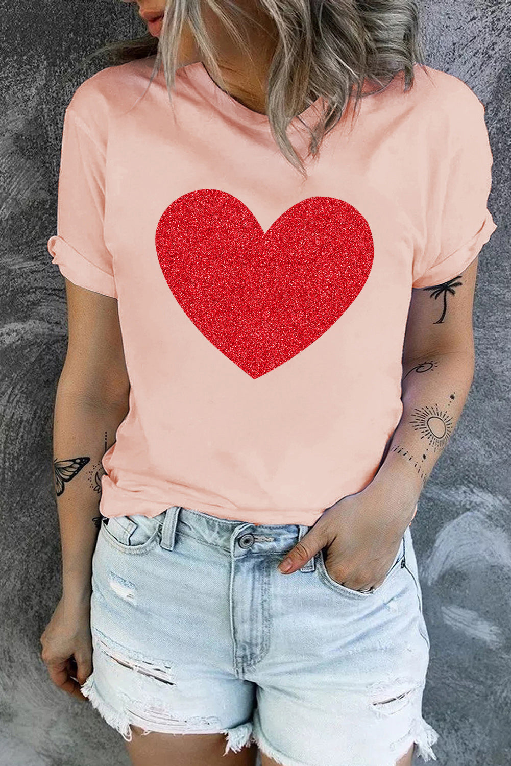 Glitter Heart Graphic T-Shirt