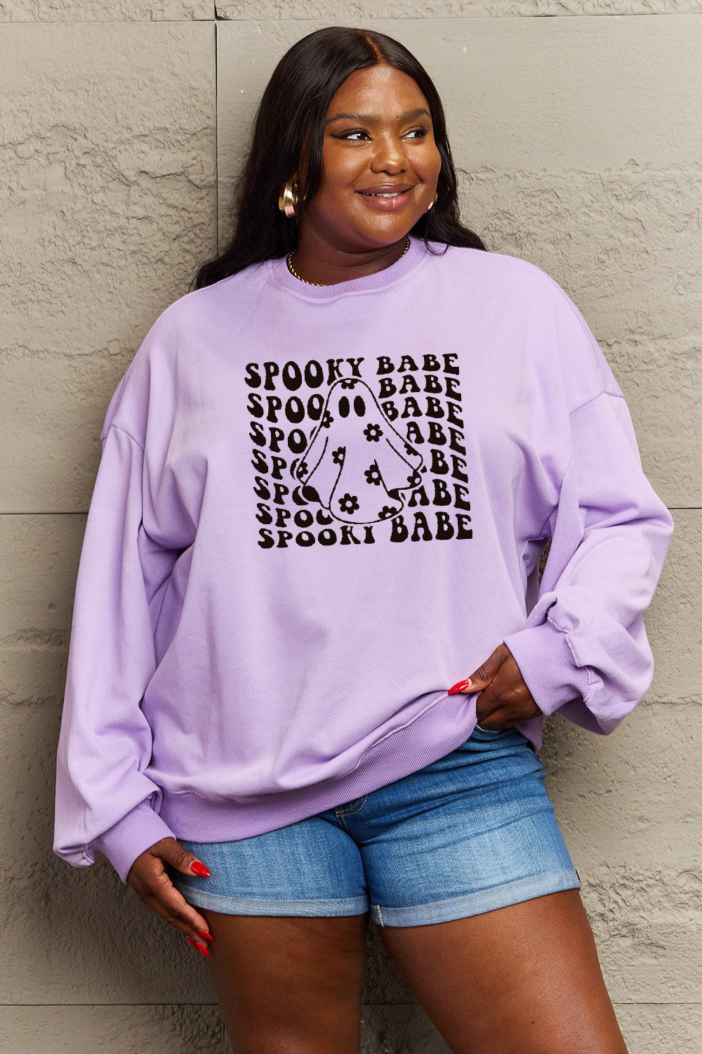 Simply Love Full Size SPOOKY BABE Graphic Sweatshirt