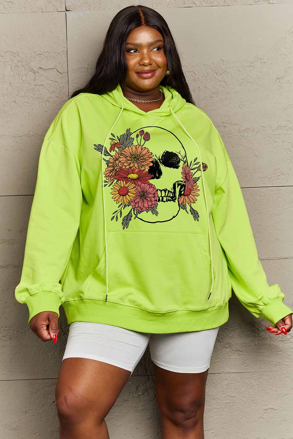 Simply Love Simply Love Full Size Floral Skull Graphic Hoodie