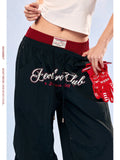 Women's Colorblock Double Waistband Lightweight Quick-Dry Wide Leg Sports Pants