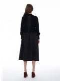 Gracia Fashion Women's Knitted Body Layered w/ Quilted A-line Long Dress
