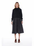Gracia Fashion Women's Knitted Body Layered w/ Quilted A-line Long Dress